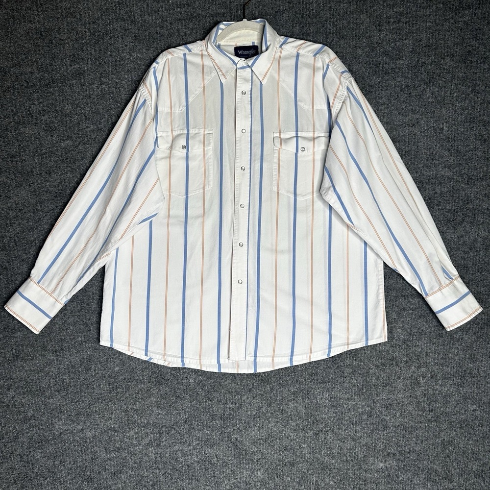 Vintage Wrangler Mens‎ Button Up Shirt Striped Size 2xl Western Cowboy